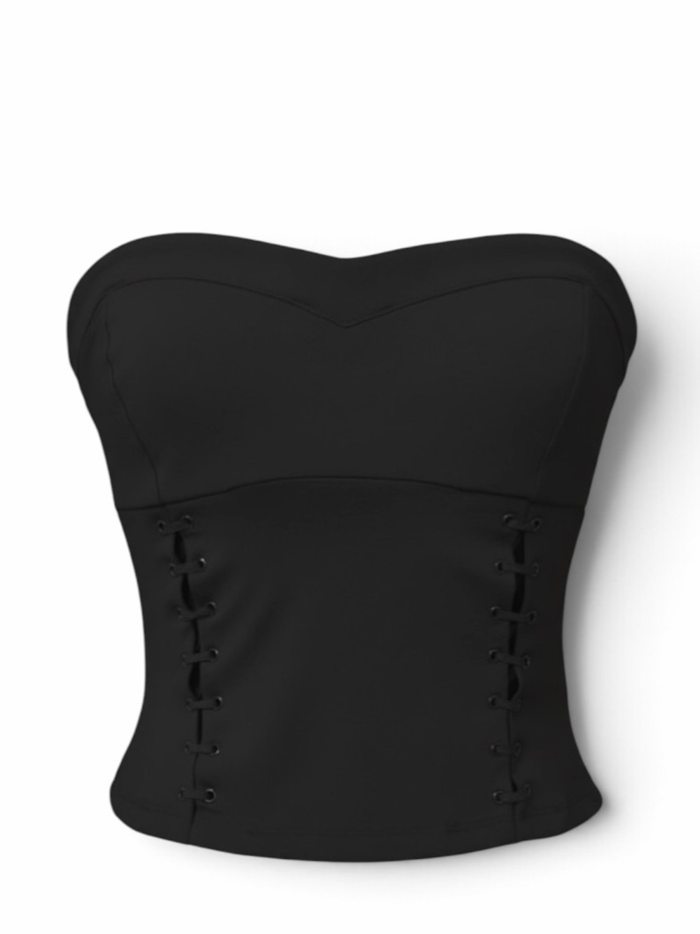 NEW Bebe Black Side Lace Up Sweetheart Neck Bustier Top Size Small